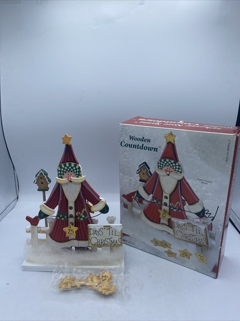 Wooden Santa Christmas Countdown Figure Hand Painted Holiday Decor